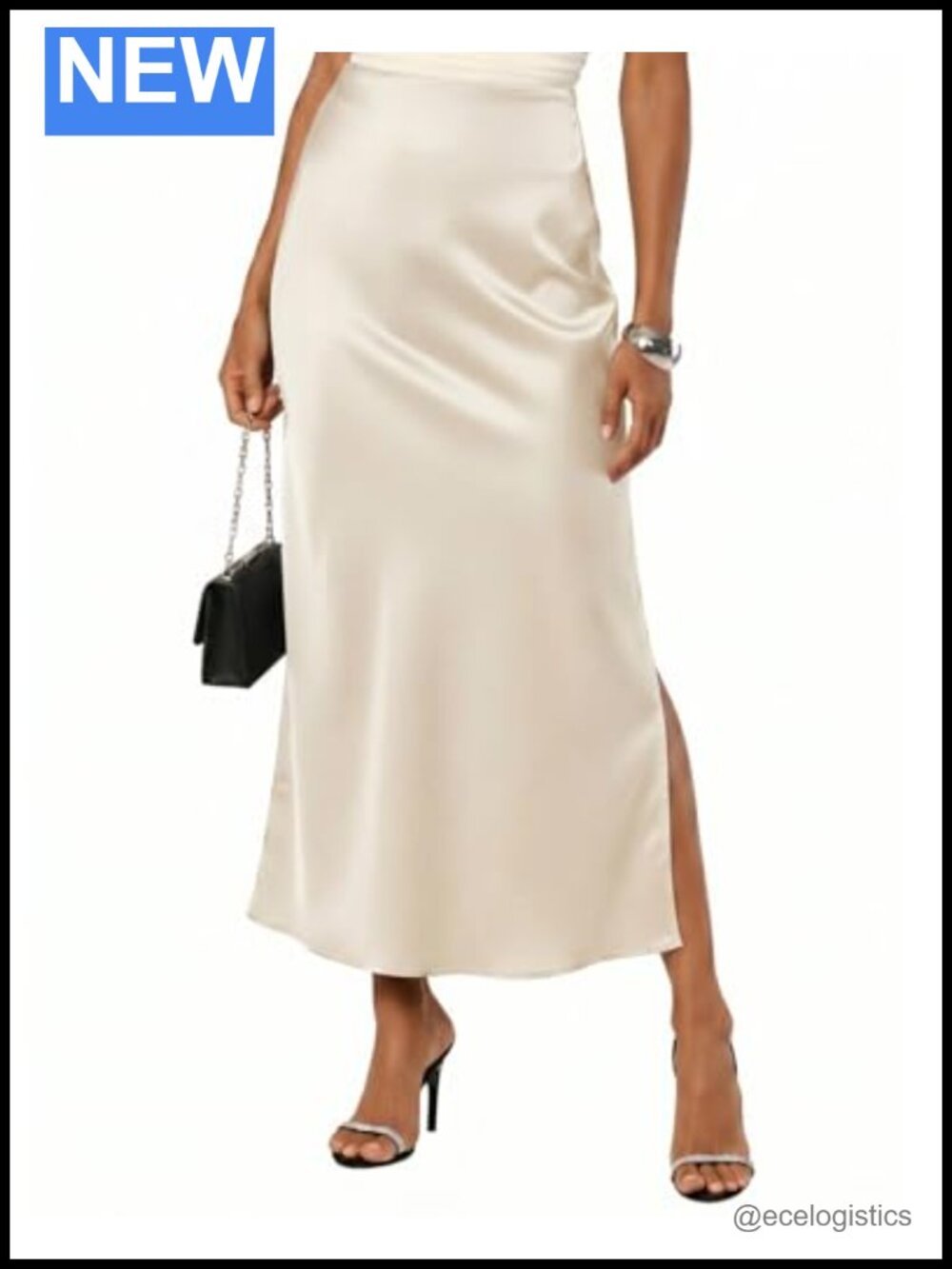 Satin Maxi Skirt High Waisted Silk Casual Long Slit Skirt